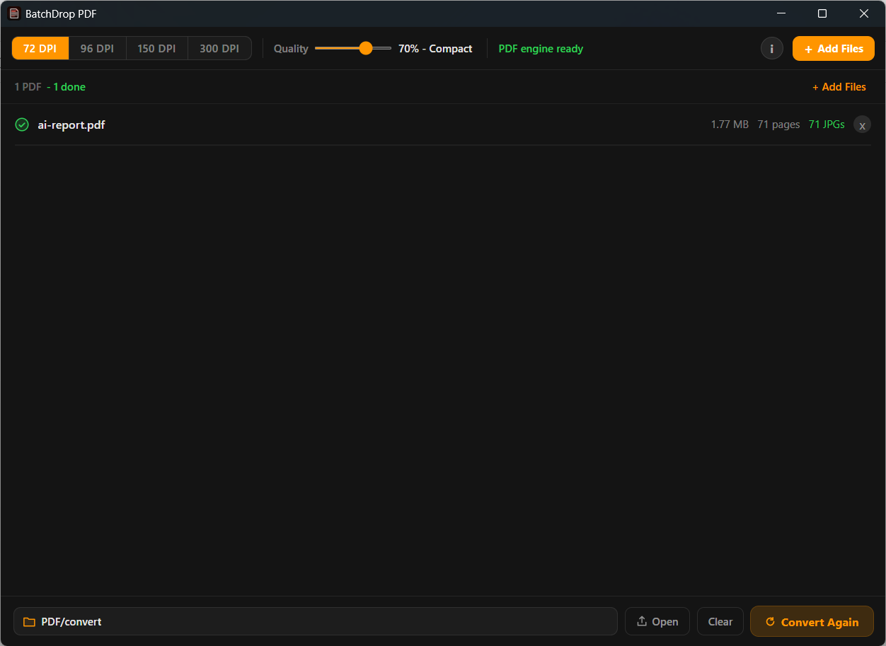 BatchDrop PDF interface screenshot